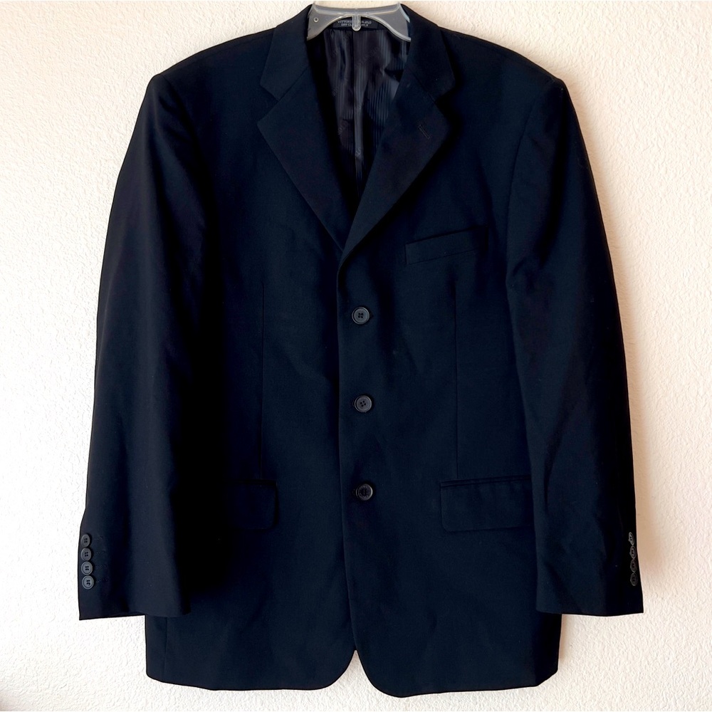 Vittorio St Angelo 100% wool Black Men's Blazer coat single breasted 3 bts 42R